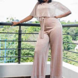 JeniBerry Bespoke Collections Fancy Beige Jumpsuit size 12